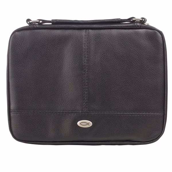 BBM456 Two-fold Black Faux Leather Organizer Bible Cover