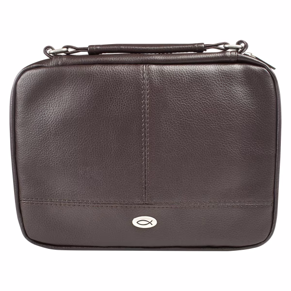 BBS457 Two-fold Brown Faux Leather Organizer Bible Cover