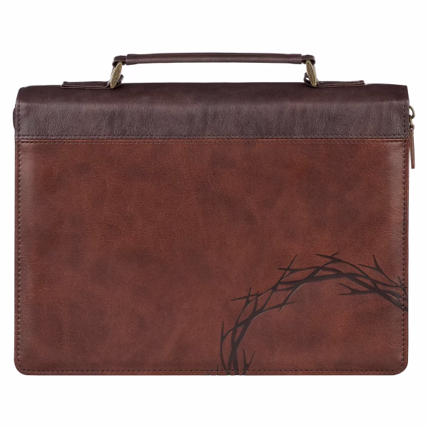 BBXL864 Crown of Thorns Brown Faux Leather Classic Bible Cover - Isaiah 53:3