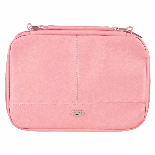 BBXL878 Two-fold Pink Faux Leather Organizer Bible Cover