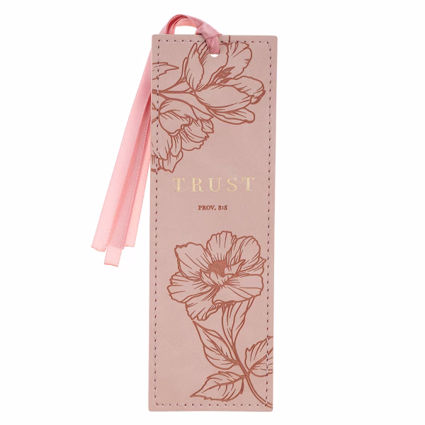 BMF201 Trust Mottled Blush Faux Leather Bookmark - Proverbs 3:5