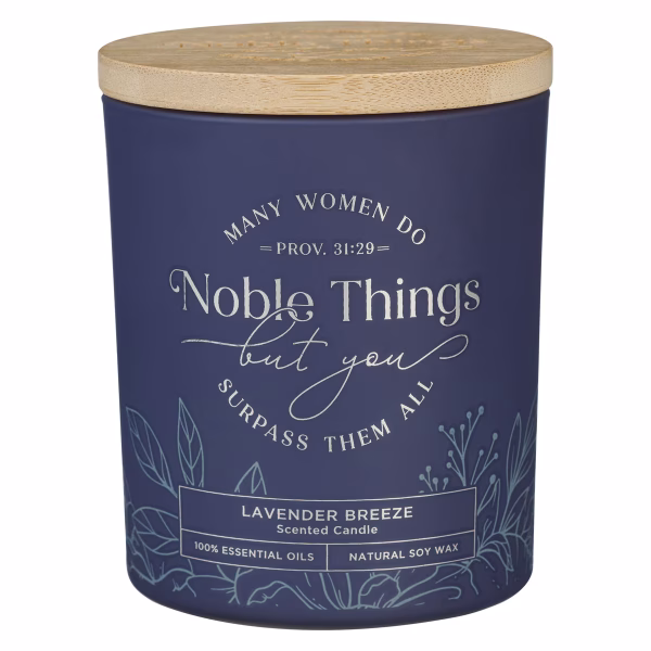 CDL026 Noble Things Lavender Breeze Candle in a Glass Jar - Proverbs 31:29