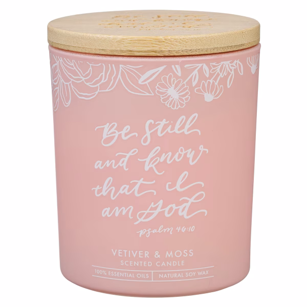 CDL030 Be Still and Know Vetiver and Moss Candle in a Glass Jar - Psalm 46:10