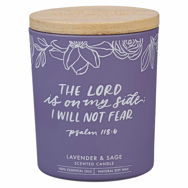 CDL032 I Will Not Fear Lavender and Sage Candle in a Glass Jar - Psalm 118:6