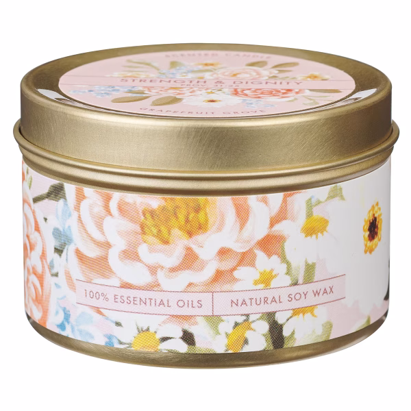 Strength and Dignity Grapefruit Grove Candle in a Tin - Proverbs 31:25