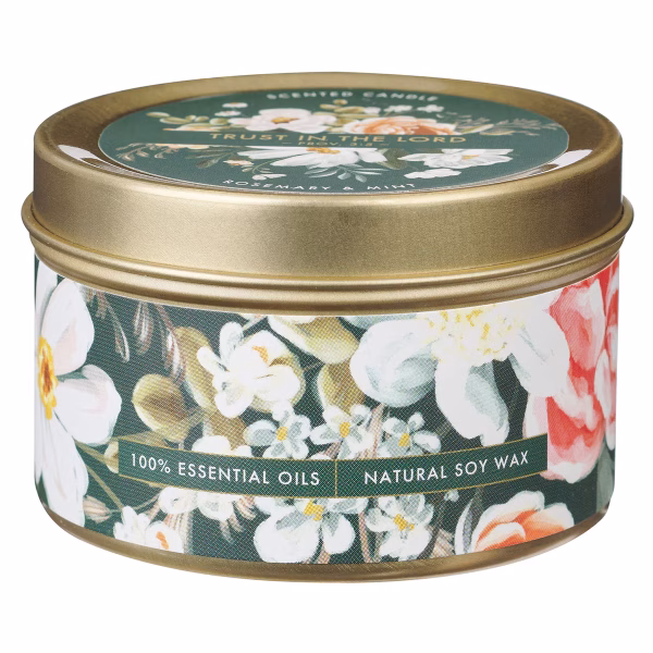 CDL035 Trust in the Lord Rosemary and Mint Candle in a Tin - Proverbs 3:5