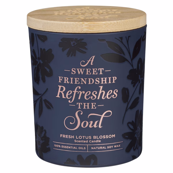 CDL037 Sweet Friendship Fresh Lotus Blossom Scented Candle in a Glass Jar