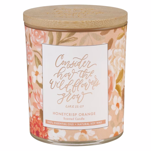 CDL051 Wildflowers Honeycrisp Orange Scented Candle in Glass Jar - Luke 12:27