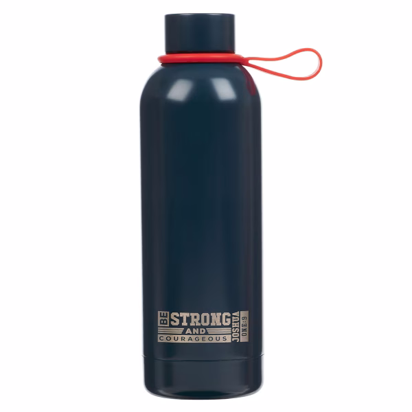 FLS125 Strong and Courageous Blue Stainless Steel Water Bottle - Joshua 1:9
