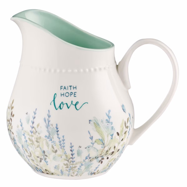 HK011 Faith Hope Love White Ceramic Pitcher