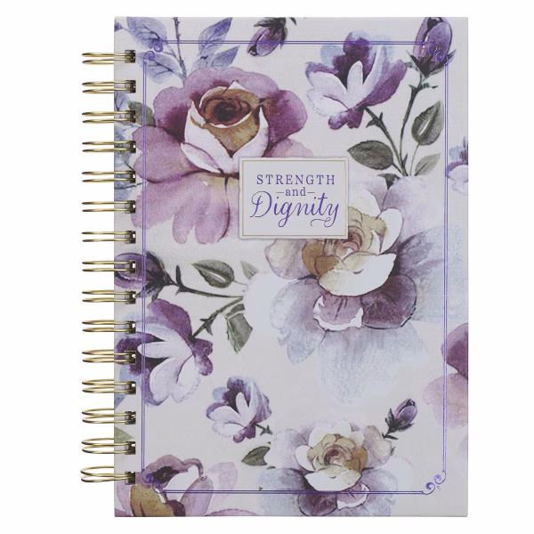 JLW245 Strength and Dignity Purple Rose Spiral Journal - Proverbs 31:25
