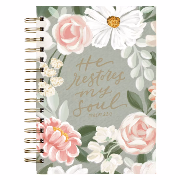 He Restores My Soul Green Garden Spiral Journal - Psalm 23:3