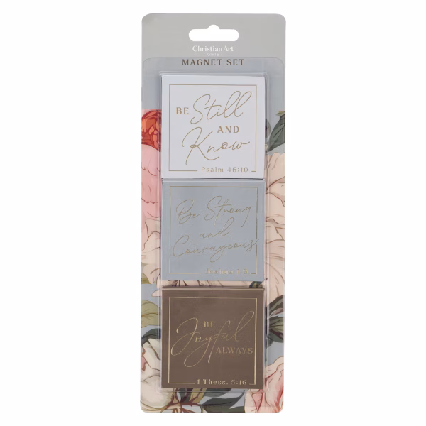 MGS100 Be Strong and Courageous Delicate Dahlia Magnet Set - Joshua 1:9