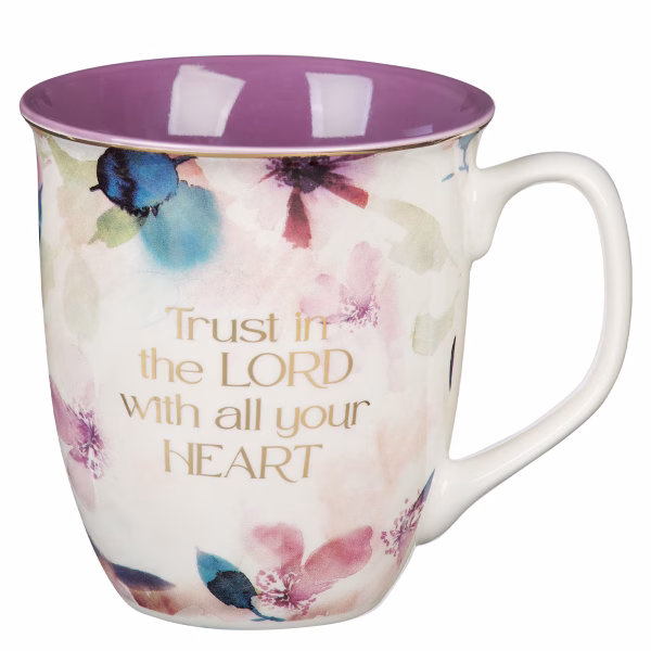 MUG1095 Trust in the Lord Plum Bloom Ceramic Coffee Mug - Proverbs 3:5