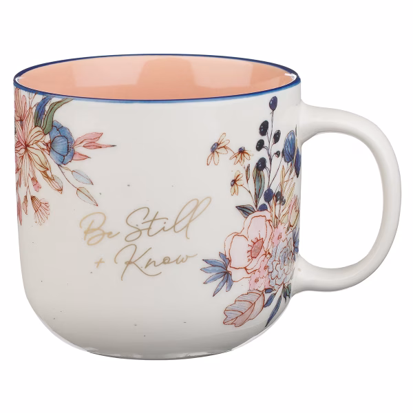 MUG1218 Be Still and Know Peach Blossom Ceramic Coffee Mug - Psalm 46:10