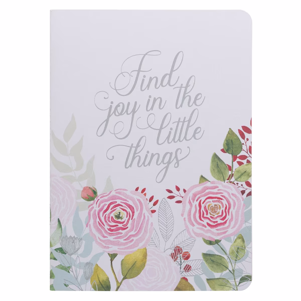 Find Joy in the Little Things Pink Floral Large Notebook