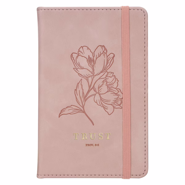 NBM016 Trust Mottled Blush Faux Leather Hardcover Notebook with Elastic Band Closure - Proverbs 3:5