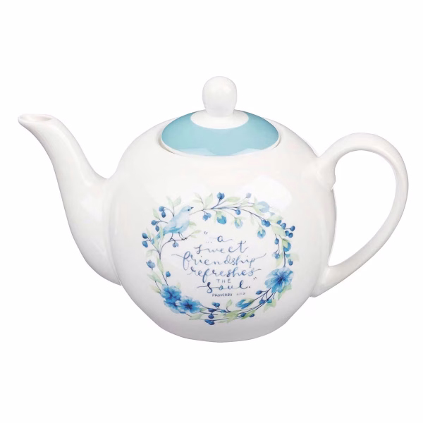 TEA006 A Sweet Friendship Ceramic Teapot - Proverbs 27:9