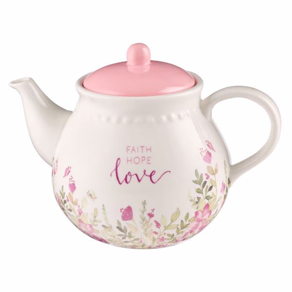 TEA017 Faith, Hope, and Love Petite Floral Teapot