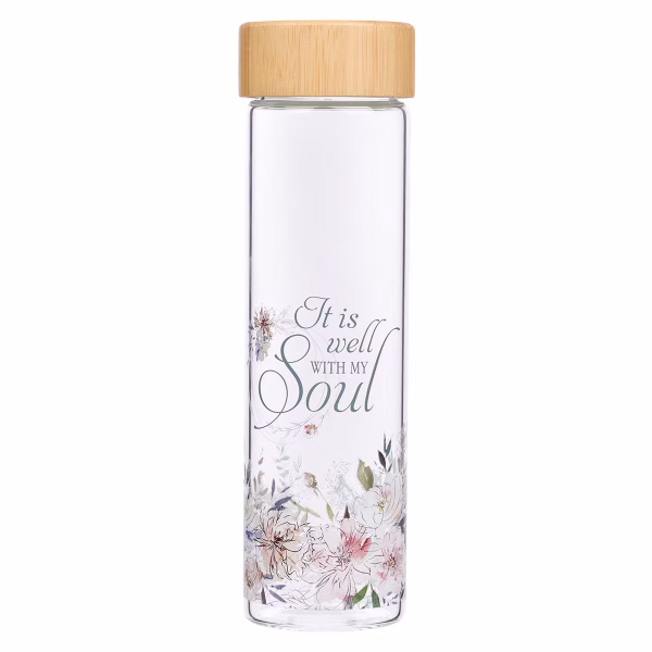 WBT171 Well With My Soul Hymn Glass Water Bottle with Bamboo Lid and Sleeve